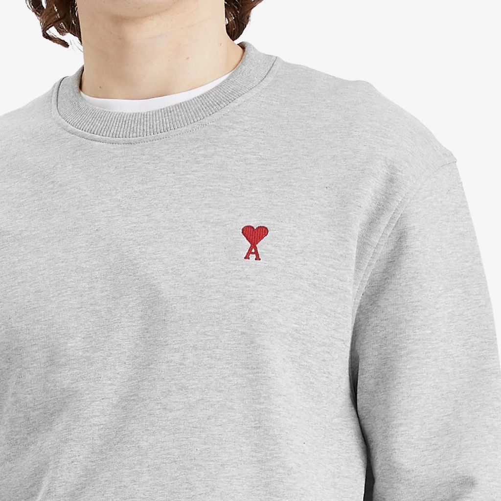 AMI Paris Men's Ami De Coeur Sweatshirt Heather Ash Grey